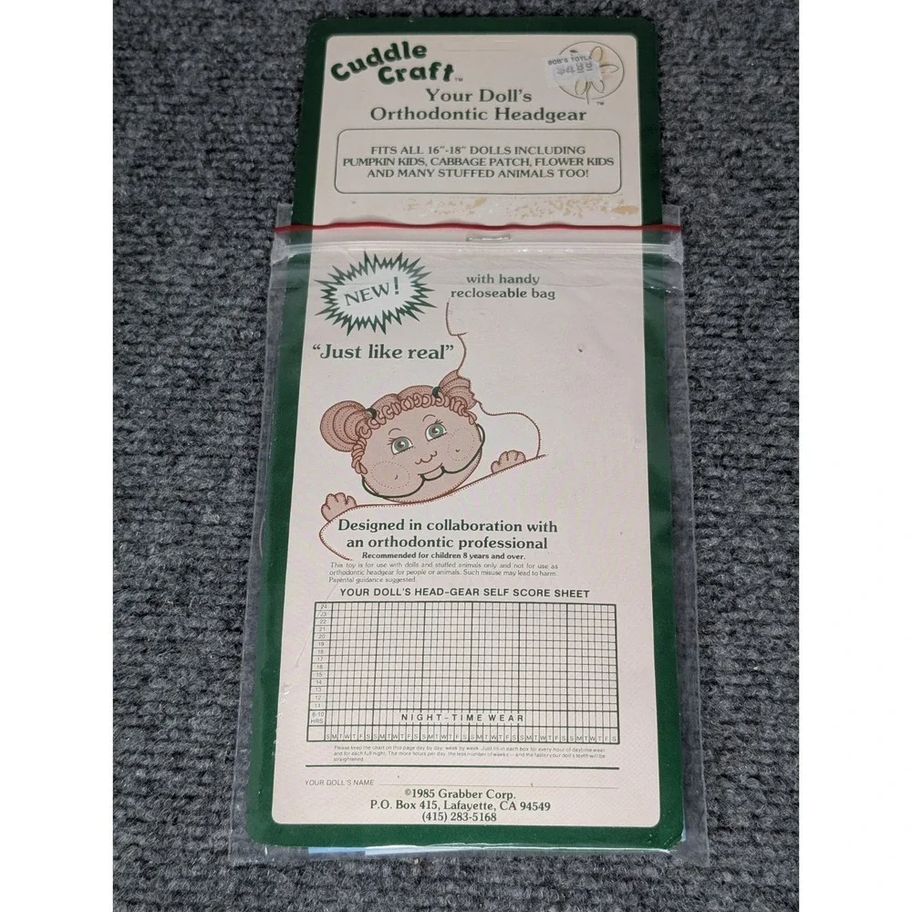 NEW Vtg 1985 Cuddle Craft DOLL BEAR PLUSH TOYS Orthodontic Headgear FITS 16